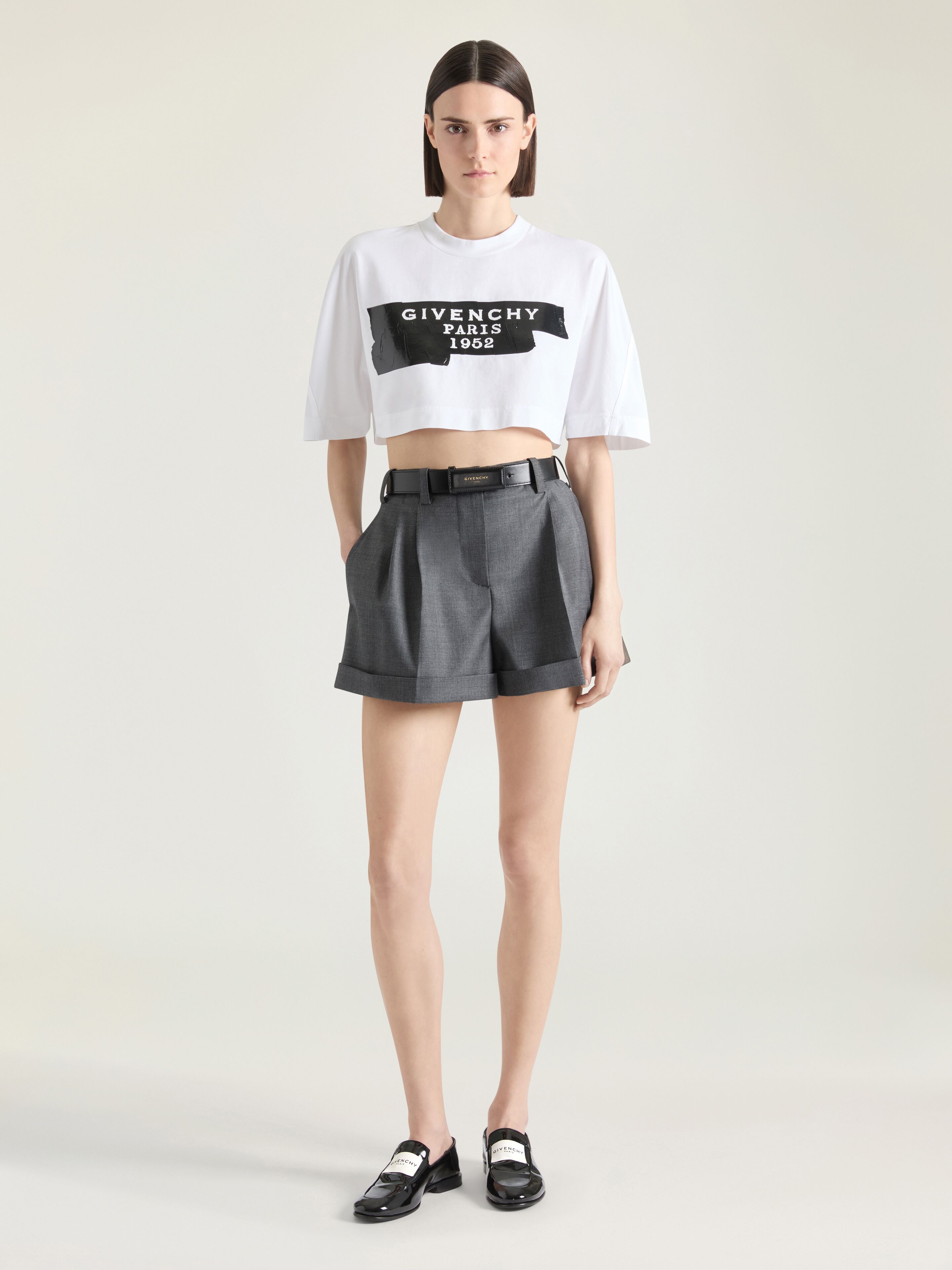 Cropped Cocoon t-shirt in cotton with GIVENCHY Tape print